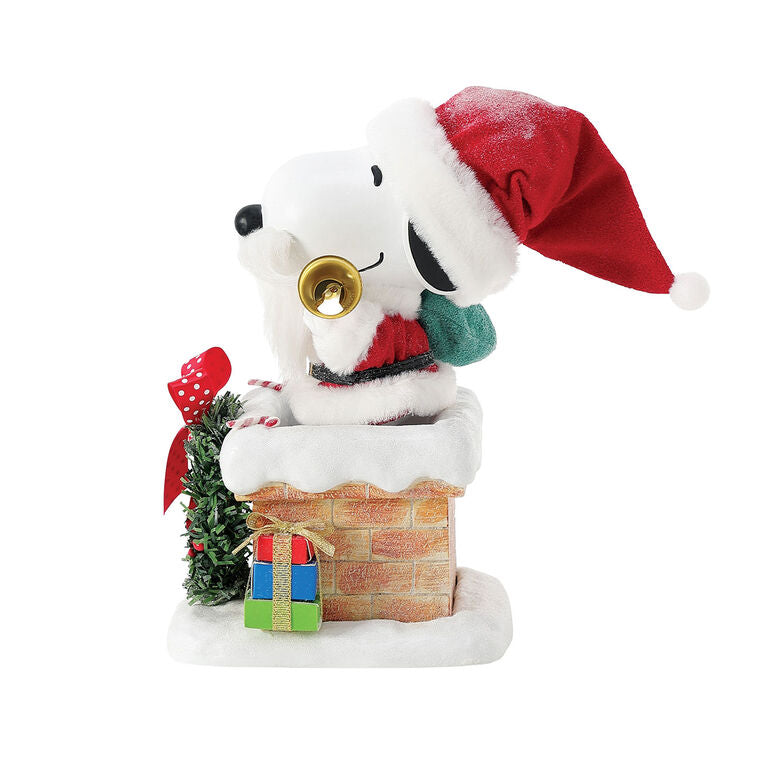  Enesco Peanuts Santa Snoopy In Chimney Figurine, 8"