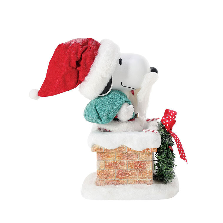  Enesco Peanuts Santa Snoopy In Chimney Figurine, 8"