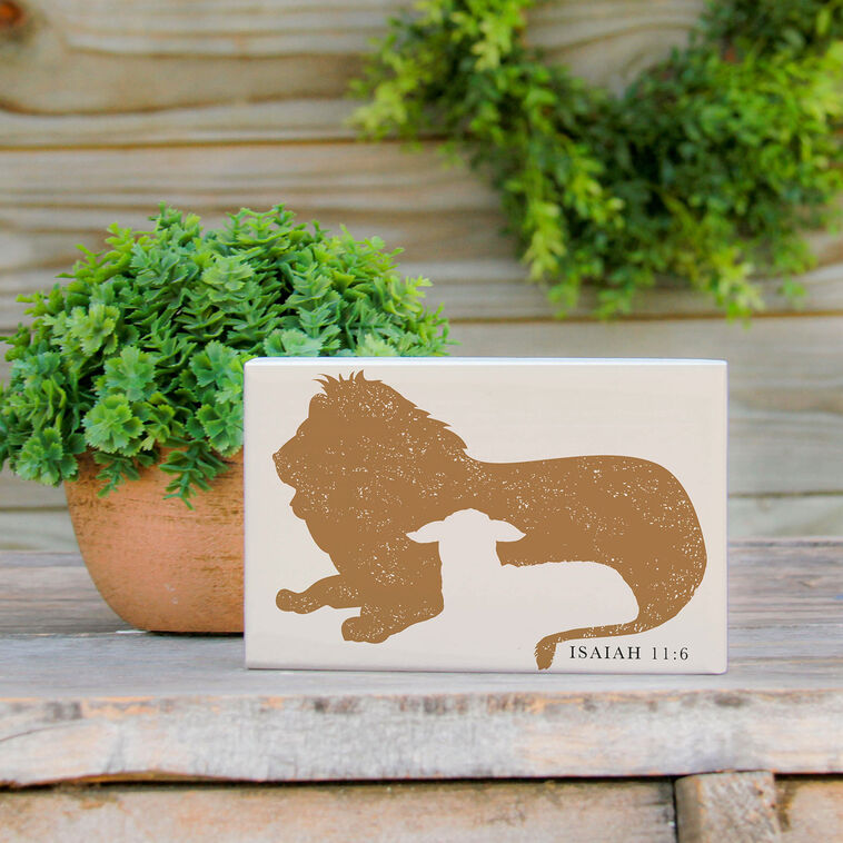  Sincere Surroundings Lion And Lamb Wood Sign