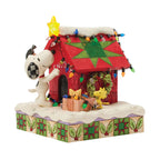 Enesco Jim Shore Peanuts Snoopy Decorating Doghouse Light-Up Figurine, 6.3"