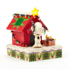 Enesco Jim Shore Peanuts Snoopy Decorating Doghouse Light-Up Figurine, 6.3"