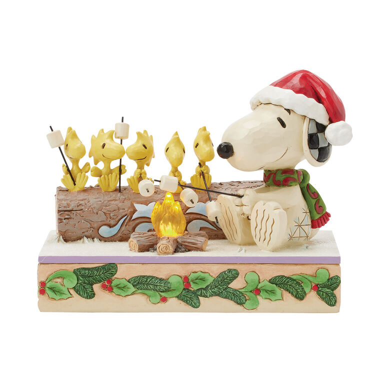 Enesco Jim Shore Peanuts Snoopy And Friends Light-Up Campfire Figurine, 5"
