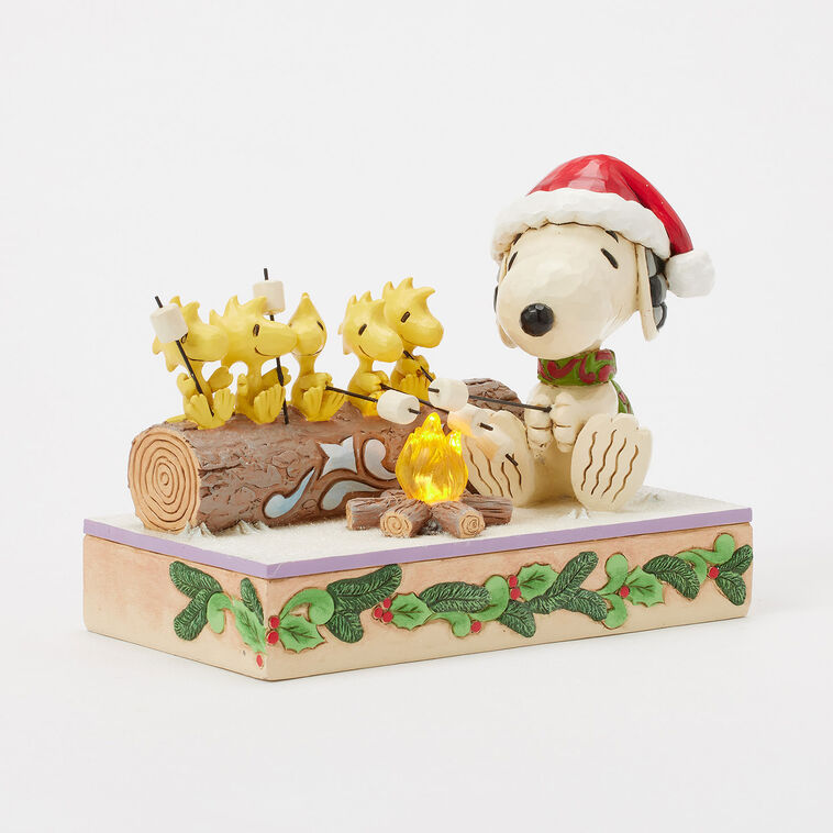 Enesco Jim Shore Peanuts Snoopy And Friends Light-Up Campfire Figurine, 5"