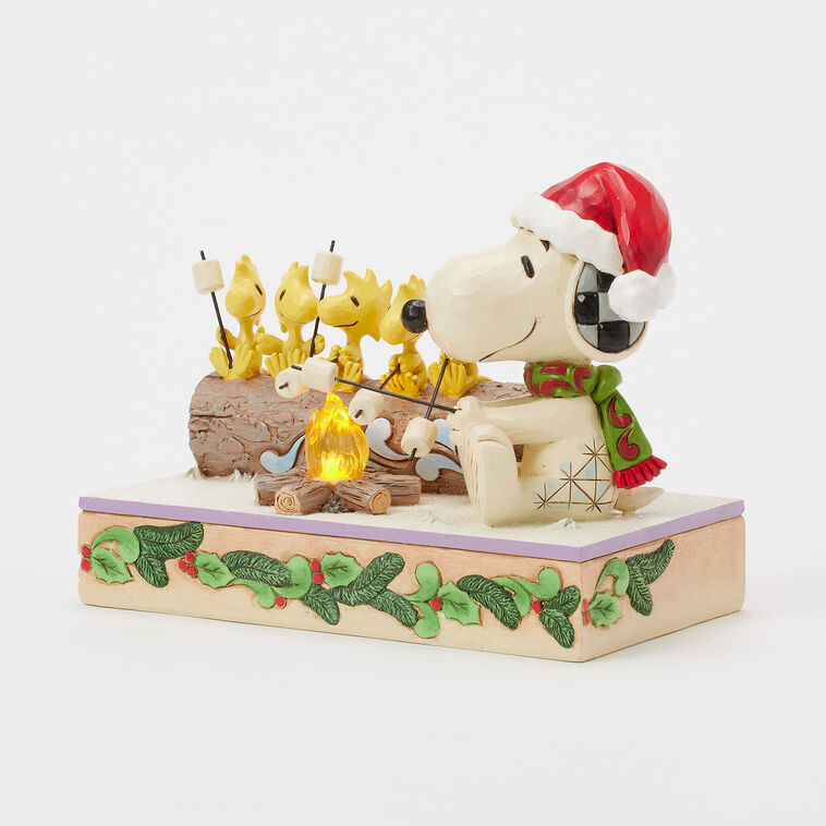 Enesco Jim Shore Peanuts Snoopy And Friends Light-Up Campfire Figurine, 5"