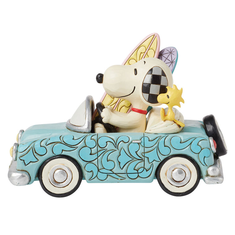 Enesco Jim Shore Peanuts Snoopy And Woodstock Going Surfing Figurine, 4.6"