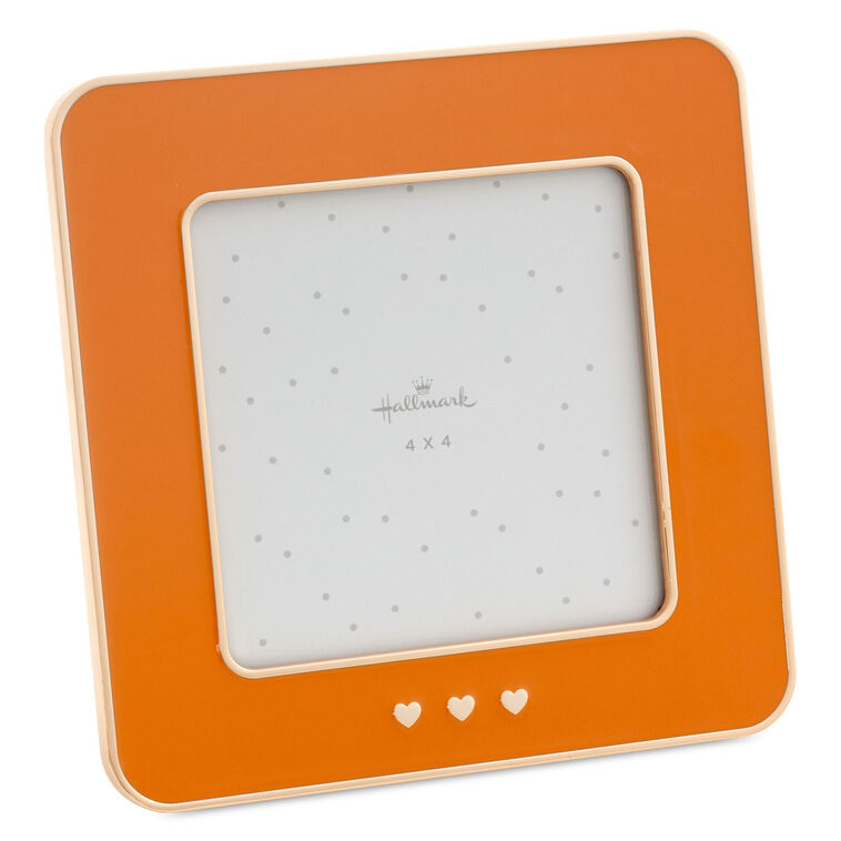 Hallmark Three Hearts Orange Enamel Picture Frame, 4x4