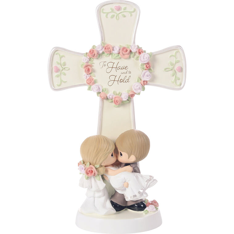  Precious Moments To Have And To Hold Wedding Cross Figurine, 6.75"