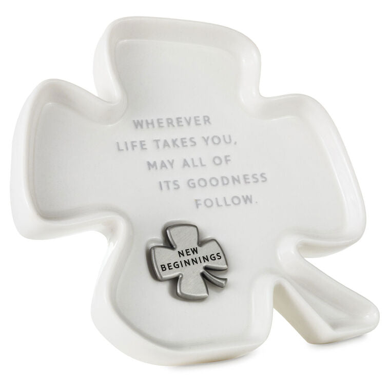 Hallmark Clover-Shaped Trinket Dish With Token
