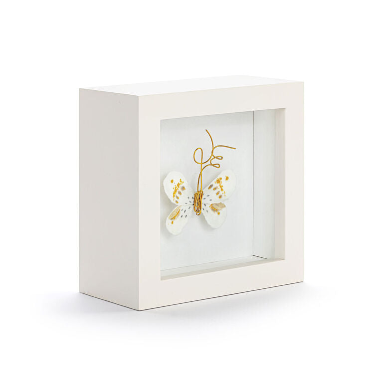  Demdaco Love From Above White And Gold Butterfly Small Shadow Box, 4"